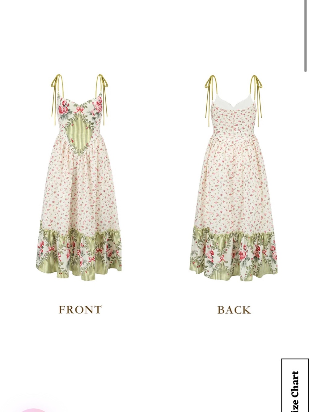 Vintage-Inspired Floral Midi Dress with Pink Roses - White/Pink - Picture 5 of 9